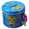 CYLINDER CARTOON PIGGY BANK WITH PADLOCK (BLUE)