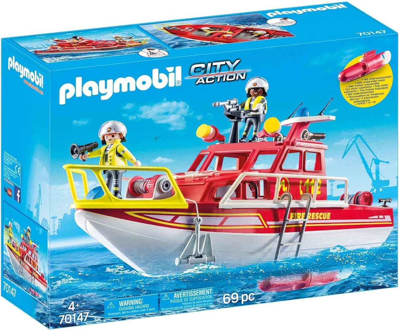 PLAYMOBIL CITY ACTION FLOATING FIRE RESCUE BOAT 70147