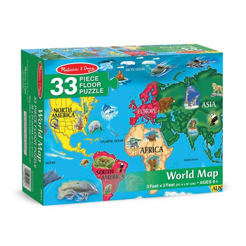MELISSA & DOUG WORLD MAP FLOOR PUZZLE - 33 PIECES