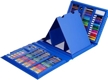 MOBILE - 208 PIECE COLORING SET IN SUITCASE WITH A DRAWING BOARD (BLUE)