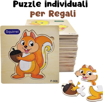 6PC WOODEN PUZZLE - SQUIRREL