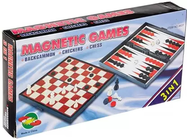 3 IN 1  MAGNETIC GAME CHESS, CHECKERS AND BACKGAMMON