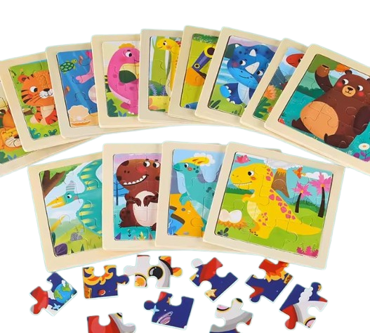 9 PIECE WOODEN PUZZLE - ANIMALS (1 PUZZLE SENT AT RANDOM)