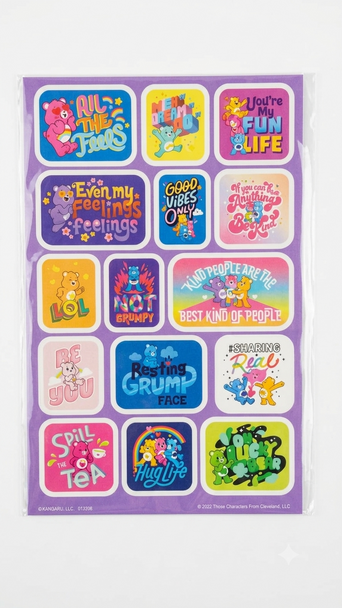 CARE BEAR CUTE MOOD & SAYING STICKER SHEET