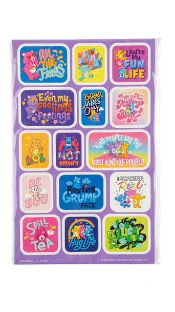 CARE BEAR CUTE MOOD & SAYING STICKER SHEET