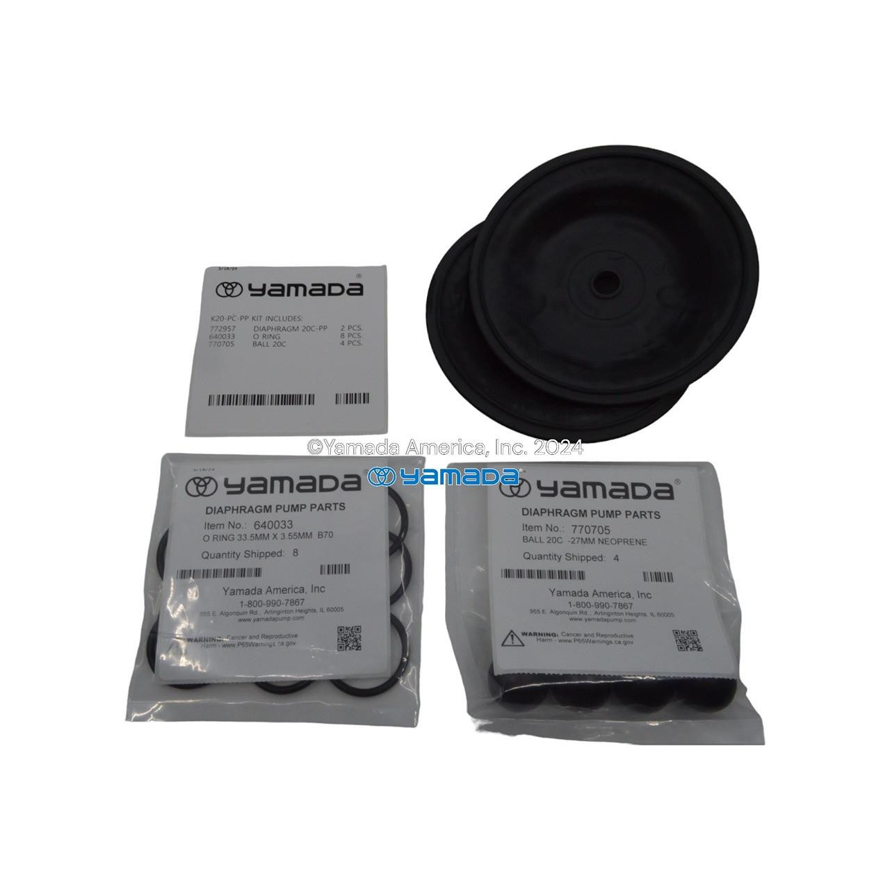 Yamada Pumps Yamada K20-PC-PP Liquid End Kit (Fits NDP-20BPC-PP) 