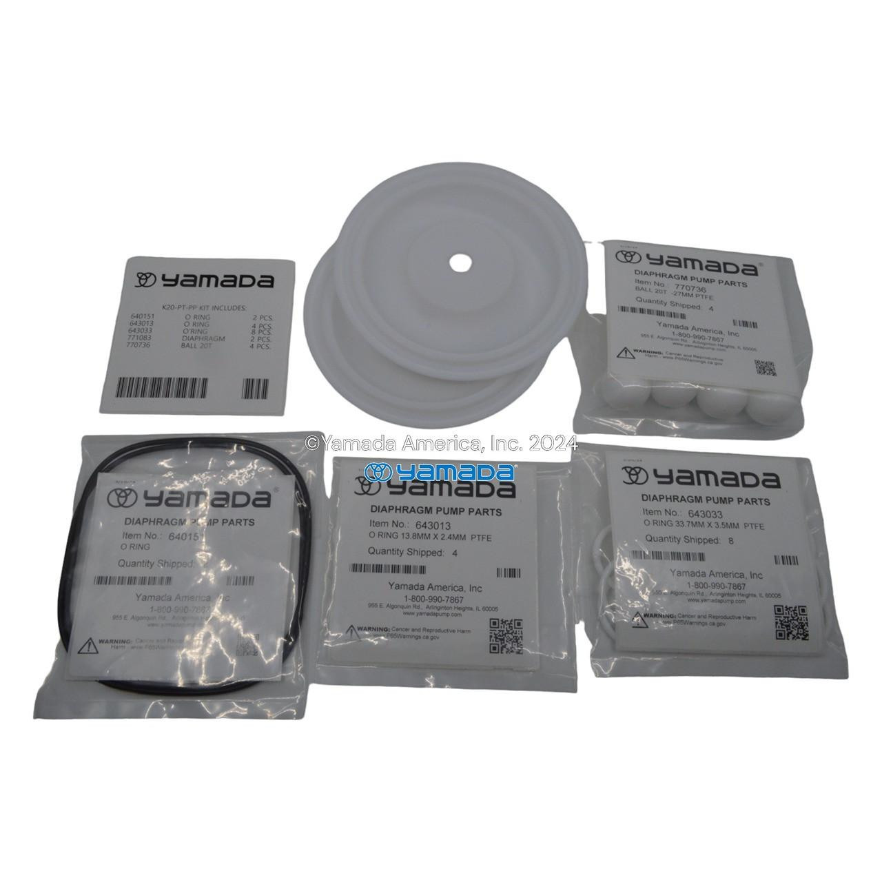 Yamada Pumps Yamada K20-PT-PP Liquid End Kit (Fits NDP-20BPT-PP) 