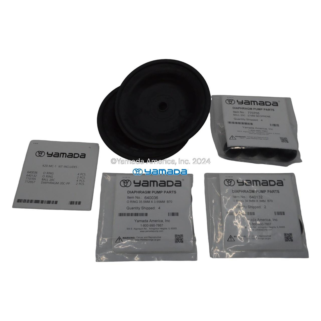 Yamada Pumps Yamada K20-MC-1 Liquid End Kit (Fits NDP-20BAC, BSC, BAC-PP, BSC-PP)