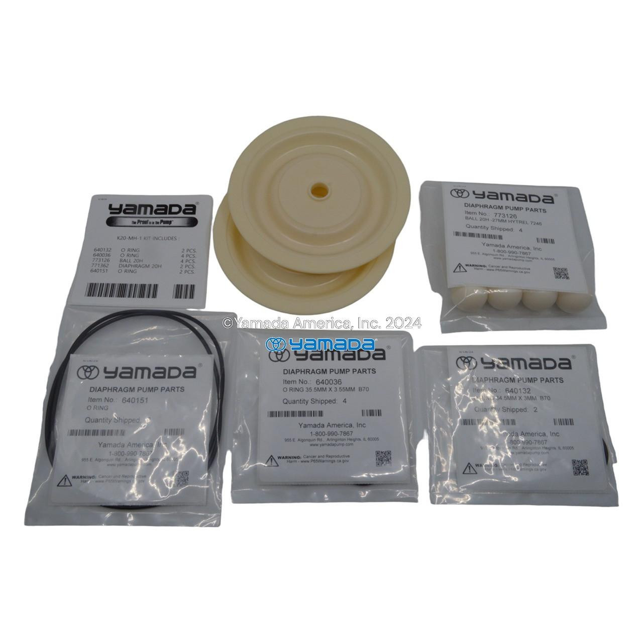Yamada Pumps Yamada K20-MH-1 Liquid End Kit (Fits NDP-20BAH, BSH, BAH-PP, BSH-PP)