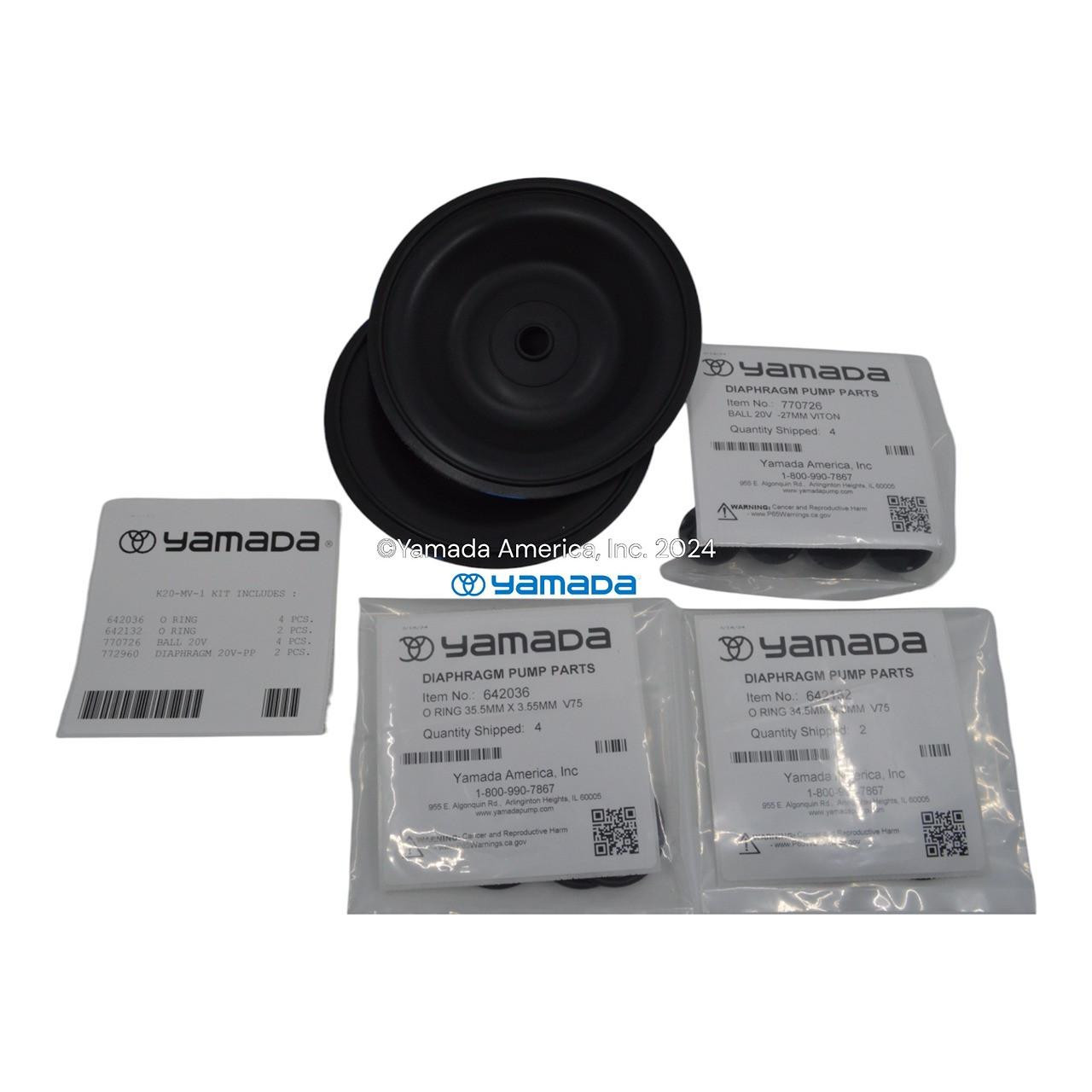 Yamada Pumps Yamada K20-MV-1 Liquid End Kit (Fits NDP-20BAV, BSV, BAV-PP, BSV-PP)