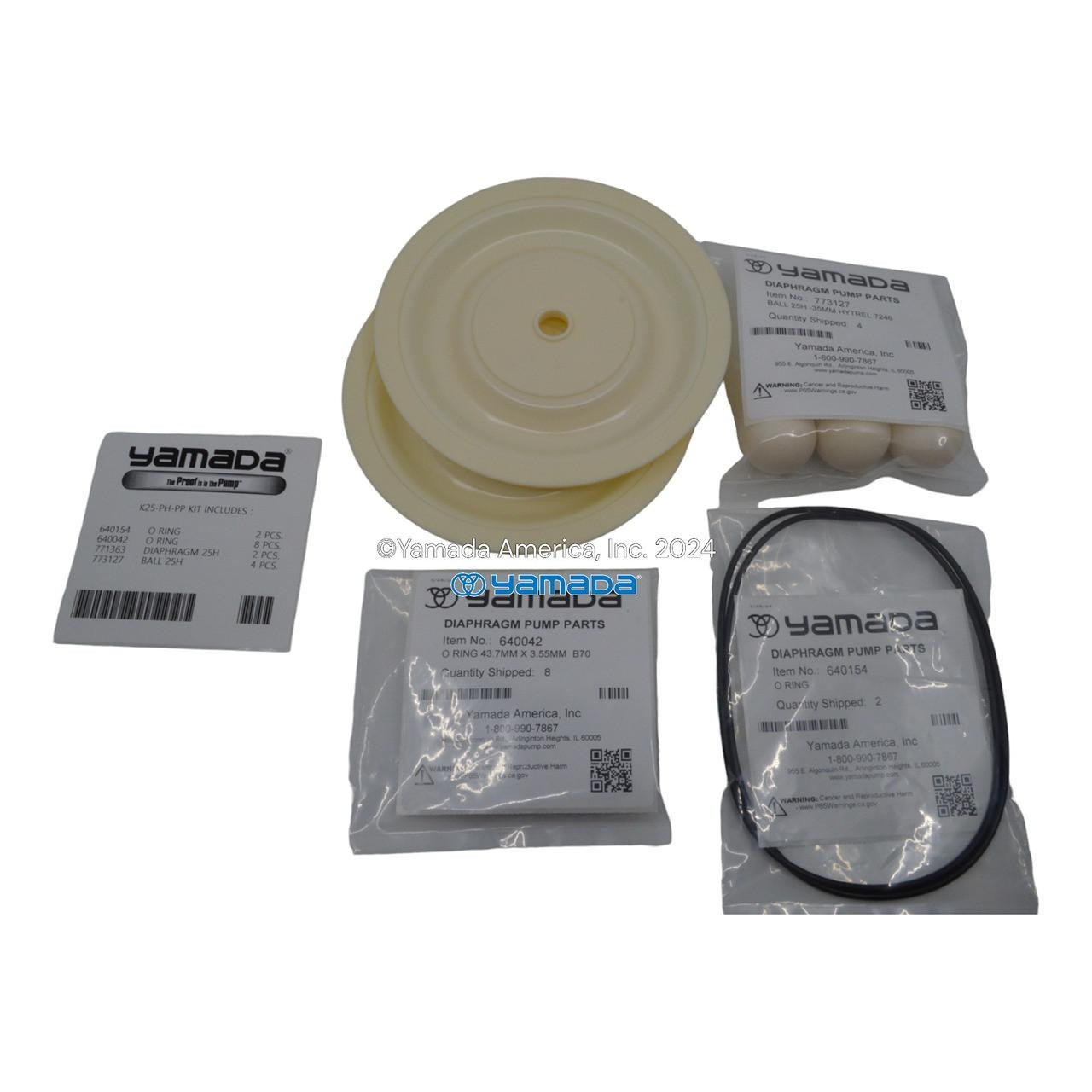 Yamada Pumps Yamada K25-PH-PP Liquid End Kit (Fits NDP-25BPH-PP)