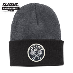 Detroit Crossed Pistons Black-Gray Classic Knit Cap Beanie