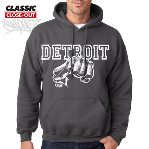 Detroit Fist of Joe Louis Chalk Charcoal Close-Out Classic Hoodie