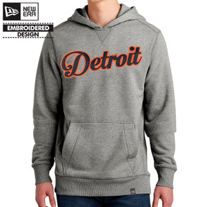 Detroit Script Sewn Gray New Era French Terry Hoodie