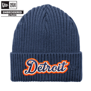 Detroit Baseball Script Navy New Era Core Classic Cuff Beanie