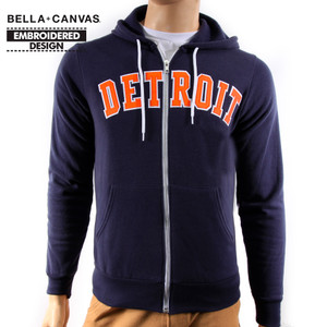 Detroit Block Arch Sewn Navy Premium Sponge Fleece Full Zip-Up Hoodie