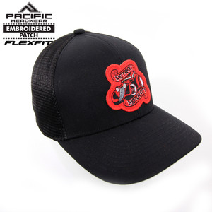 Detroit Motor City Hot Rod Ribbon Black FlexFit Pacific Fusion Trucker Cap