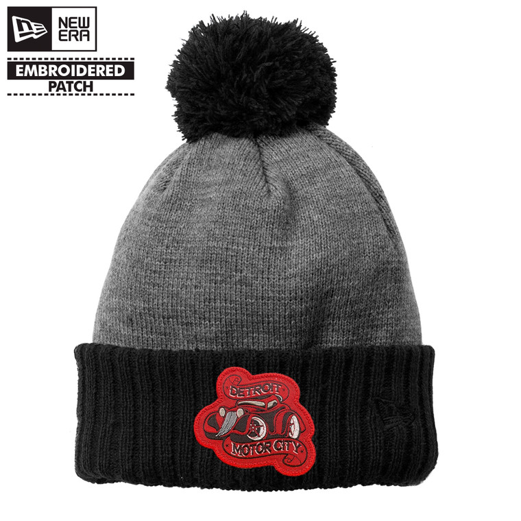 Detroit Motor City Hot Rod Ribbon Black New Era Colorblock Cuffed Beanie