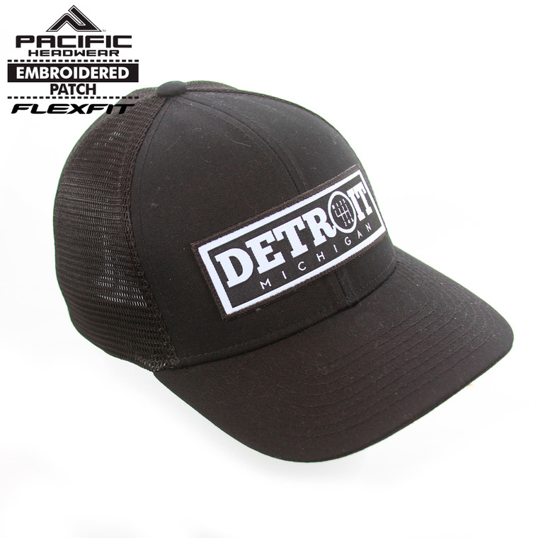 Detroit Gear Shift Box Woven Black Flex-Fit Pacific Fusion Trucker Cap