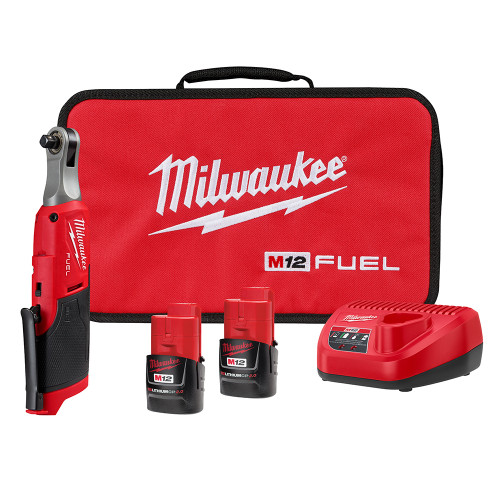 PG75  -  M12 FUEL™ 3/8" HIGH SPEED RATCHET KIT, 450 RPM, (2) CP2.0 BATT., (1) CHARGER, SOFT CARRYING CASE