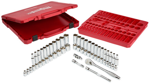 PG141  -  56-PC 3/8" DRIVE RATCHET & SOCKET SET - SAE & METRIC - 1/4" TO 1", 6MM TO 19MM