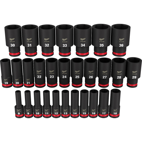 PG147  -  29-PC 1/2" DRIVE, 6 PT. METRIC DEEP IMPACT SOCKET SET, 8MM – 36MM