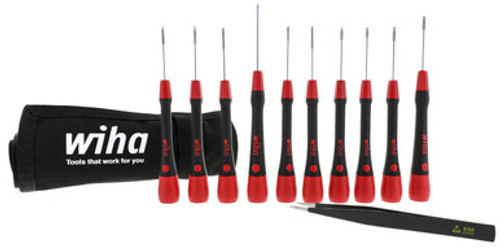 11 Piece PicoFinish Screwdriver and Tweezers Smartphone Technician Set with Roll Pouch