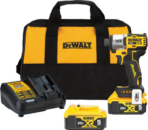 PG60  -  20V MAX XR 1/4" 3-SPEED IMPACT DRIVER KIT, 1825 IN-LBS, 3400 RPM, (2) 20V MAX 5.0 AH BATTERIES, (1) CHARGER