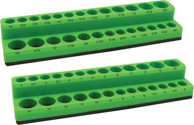 PG206  -  2-PC 1/4" DR. SHALLOW & DEEP MAGNETIC SOCKET HOLDER SET, SAE FROM 1/8"-5/8" & METRIC FROM 4-14MM