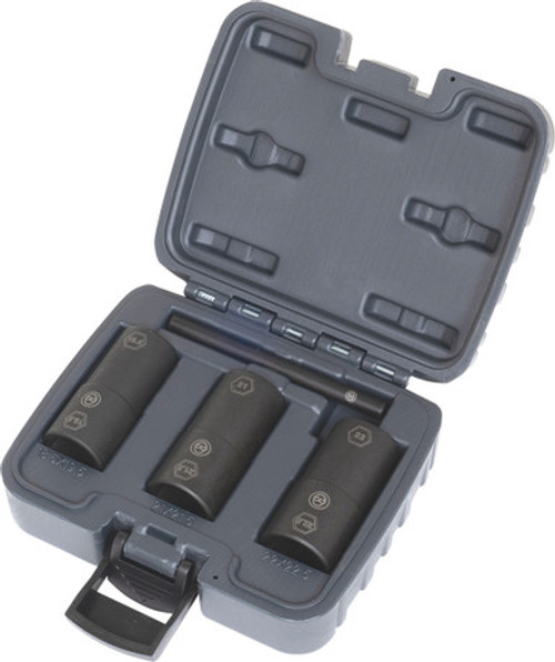 PG341  -  4-PC 6 PT. FLIP SOCKET SET, 18.5MM/19.5MM, 21MM/21.5MM, 22MM/22.5MM, PUNCH