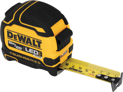 PG319  -  TOUGHSERIES™ LED LIGHT MEASURING TAPE, 26 FT./8M, RECHARGEABLE LI-ION BATTERY, AUTO-SHUT-OFF, DOUBLE-SIDED PRINT