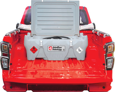 PG243  -  58 GALLON LOW-PROFILE DIESEL CARRYTANK FOR PICKUP TRUCK BEDS, 12V PUMP, 10 GPM, AUTOMATIC NOZZLE