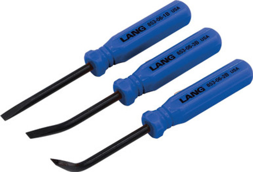 PG193  -  3-PC 5" LONG MINI POCKET PRY BAR SET, 0°, 27° AND 55° TIPS - BLUE