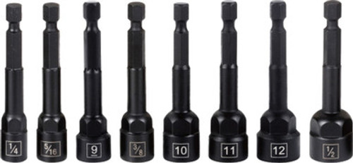 8-PC Twist Extractor Set with 1/4" Hex Output Drive ,1/4”,5/16”(8mm),9mm,3/8”,10mm,7/16”(11mm),12mm and 1/2”