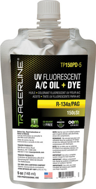 5oz (148 ml) FOIL POUCH PAG 150 A/C OIL WITH FLUORESCENT DYE