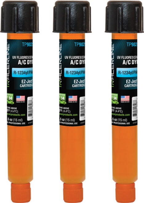 EZ-JECT™ A/C DYE CARTRIDGES FOR R-1234YF/PAG, 3 X 0.5 OZ. (15ML) CARTRIDGES