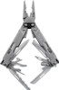 SOGPA2001CP 6.8" overall. Stainless handle. Tools include: Needlenose pliers l Wire cutter l Large blade l Ruler l Bottle opener l Small screwdriver l Serrated blade l Wire crimper l File l Metric ruler l Awl l Can opener l Mini screwdriver l Phillips screwdriver l Saw blade l Bolt gripper l Protractor l Jewelry driver l 1/4" drive l Chisel l Magnetic bit holder. Includes 12 piece hex bit set. Black synthetic belt sheath.