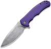 Praxis Flipper Knife G10 Purple Handle (3.75" Damascus Blade)