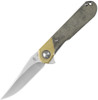 Comet Liner Lock Knife Brass & Micarta Green