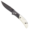BEAR OPS - BOLD ACTION IX COMPACT SMOOTH WHITE BONE/CARBON FIBER AUTO KNIFE, BLACK BLADE
