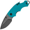 KS8700TEALBW Shuffle Linerlock BlackWash finish 8Cr13MoV stainless blade. Teal textured GRN handle