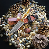 TITAN - Hand forged Damascus Knife Neck Knife Burnt Bone