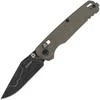 KS6106DAM Bel Air DuraLock black finish Damascus steel clip point blade. Green canvas micarta handle