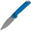 KS7038BLU Auto Launch Iridium stonewash finish CPM MagnaCut stainless spear point blade. Blue anodized aluminum handle