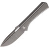 VANG017 Stonewash finish Bohler M390 stainless drop point blade. Gray titanium handle
