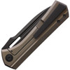 VANG019 Black PVD coated Bohler M390 stainless drop point blade. Bronze stonewash finish titanium handle with Shredded carbon fiber inlay