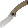 VANG013 Stonewash finish Bohler M390 stainless cleaver style blade. Bronze titanium handle