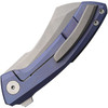 VANG012 Stonewash finish Bohler M390 stainless cleaver style blade. Blue titanium handle