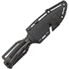 SOGSS1003CP 9 5/8" overall. 4 7/8" AUS-8 stainless partially serrated blade with black TiNi finish. Full, extended tang with strike end. Textured black glass reinforced nylon handles with black finish stainless inlay trim. Deluxe edition black hard molded nylon belt sheath with integrated line cutter with cover, built-in sharpener, and built-in ferrochromium firestarter rod.