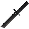 SOGBY1001BX 12.25" (31.12cm) overall. 7" (17.78cm) black oxide coated AUS-8 stainless tanto blade. Black sculpted G10 handle. Steel guard and pommel. Black injection molded belt sheath.